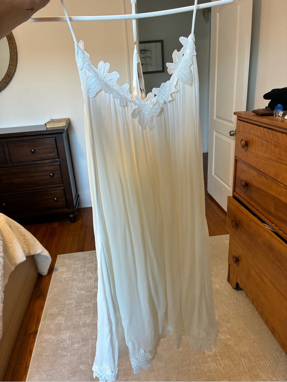 Lush Cream Floral Appliqué Slip Nightdress
